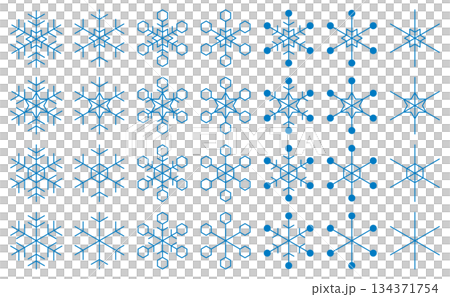 様々な形の雪の結晶アイコンのベクターイラストセット 様々な形の雪の結晶アイコンのベクターイラストセット 134371754