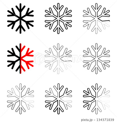 Snowflake simple line style flat design. Christmas and winter theme. 134371839