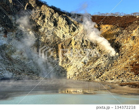 北海道登別市　登別温泉 地獄谷　火山ガス　硫黄　湯鬼神　鬼花火 134372218