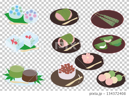 Japanese sweets illustration set 134372408