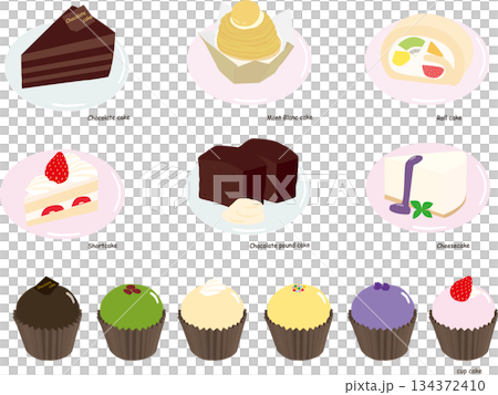 Various cake illustration set Various cake illustration set 134372410