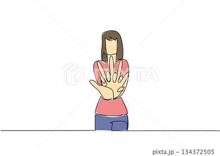 National CPR and AED Awareness artwork of a young woman administering first aid, healthcare concept in single line drawing style, motivating community CPR and AED preparedness. 134372505