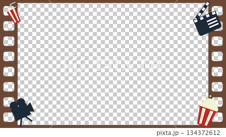 Film frame material with movie-related icons (aspect ratio 16:9) 134372612