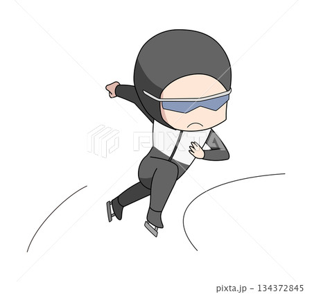 スピードスケートで滑る男性のイラスト 134372845