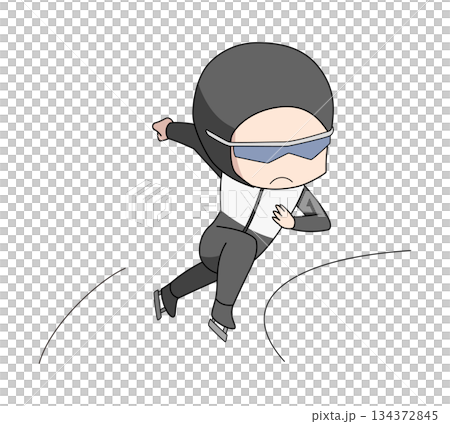 Illustration of a man skating in speed skating Illustration of a man skating in speed skating 134372845