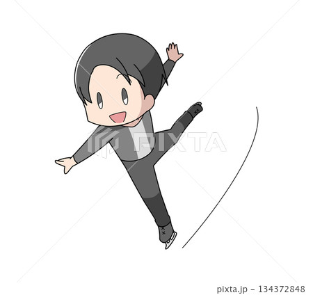フィギュアスケートで演技をする男性のイラスト 134372848