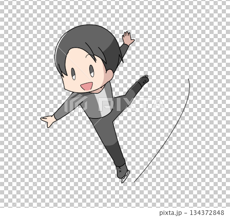 フィギュアスケートで演技をする男性のイラスト 134372848