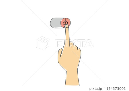 A hand pressing red power button is illustrated in single line drawing style, symbolizing technology concept, restart, renewal, and cultural reminder of fresh beginnings for National Start Over Day. A hand pressing red power button is illustrated in single line drawing style, symbolizing technology concept, restart, renewal, and cultural reminder of fresh beginnings for National Start Over Day. 134373001