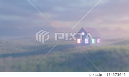 Single House in Wide Open Grass Field Single House in Wide Open Grass Field 134373643