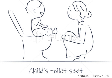 トイレ表示　子ども用便座がある表示のイラスト 134373980