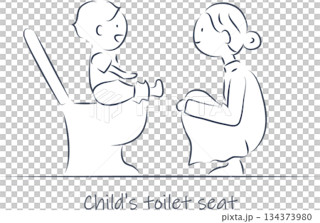 トイレ表示　子ども用便座がある表示のイラスト 134373980