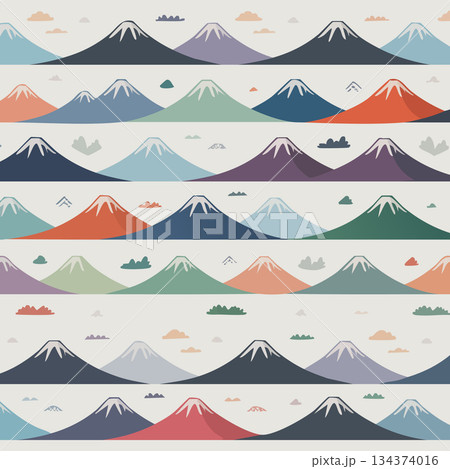 Vibrant mountain landscape with colorful snow-capped peaks and clouds Vibrant mountain landscape with colorful snow-capped peaks and clouds 134374016