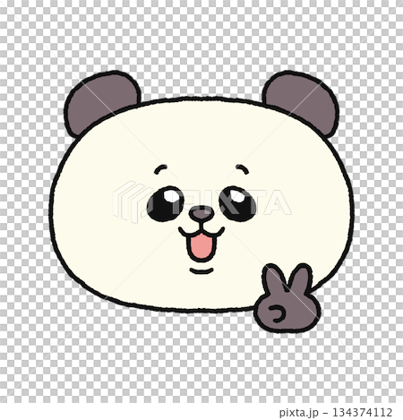 Panda making a peace sign 134374112
