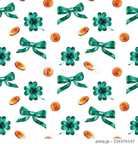 Seamless pattern of St.Patrick's Day elements, hand drawn background 134374147