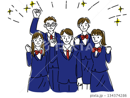 受験/入学/進学イメージ笑顔でガッツポーズする学生 134374286