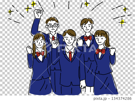 Exam / admission / college entrance image Smiling student making a fist pump 134374286