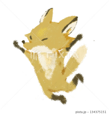 ジャンプするキツネのイラスト② かわいい動きのある動物キャラクター ジャンプするキツネのイラスト② かわいい動きのある動物キャラクター 134375151