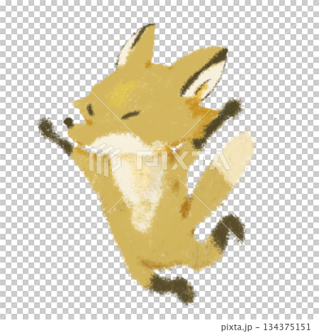 ジャンプするキツネのイラスト② かわいい動きのある動物キャラクター ジャンプするキツネのイラスト② かわいい動きのある動物キャラクター 134375151
