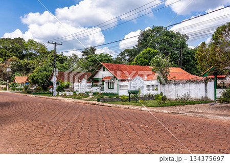 American-style houses in Belterra, Para in Brazil. American village built by Henry Ford 134375697