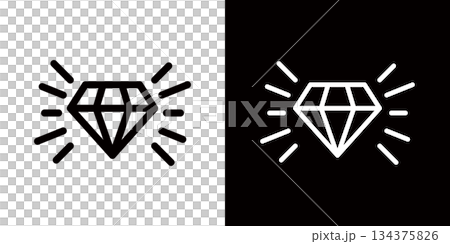 閃耀的鑽石圖標，高級標誌 134375826