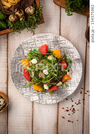 Fresh salad with watermelon and orange 134375862