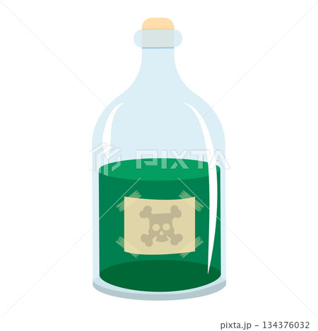 Cartoon Bottle of Poison with Skull Symbol 134376032