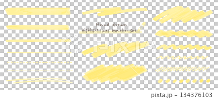 Hand-drawn underline marker set for highlighting, highlighting important points, borders, and text emphasis. 134376103