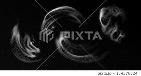 Soap foam stains set on transparent background Soap foam stains set on transparent background 134376324