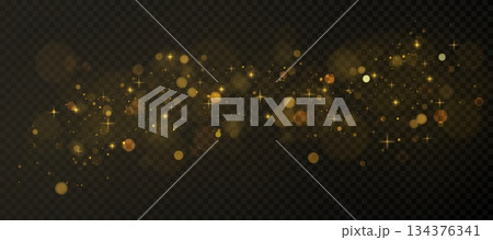 Gold dust particles with glowing bokeh light effects 134376341