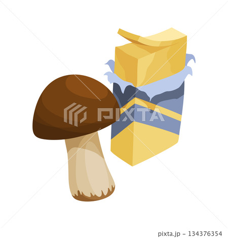 Mushroom and Cream Packaging Illustration with exquisite details 134376354