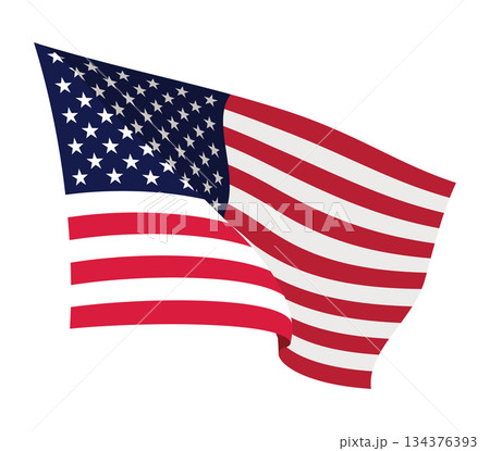 USA waving flag. American national symbol isolated on white background. Banner design element 134376393