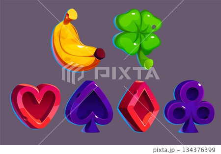 Casino slot machine icons set 134376399