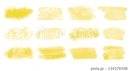 Sunny yellow watercolor stains vector elements Sunny yellow watercolor stains vector elements 134376506