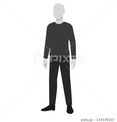 謎、容疑、影を象徴する全身イラスト_一般人または犯人 134376507