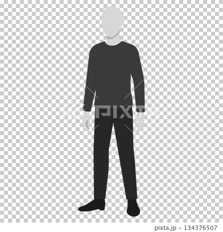 謎、容疑、影を象徴する全身イラスト_一般人または犯人 134376507