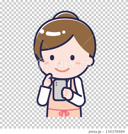 一名女性「育兒工作者」正在使用智慧型手機 134376984