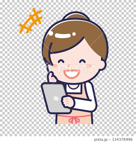 一名女性「育兒工作者」正在使用平板電腦 一名女性「育兒工作者」正在使用平板電腦 134376996