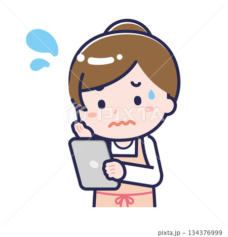 タブレットを使う「保育士」の女性 134376999