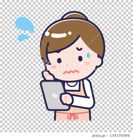 タブレットを使う「保育士」の女性 134376999