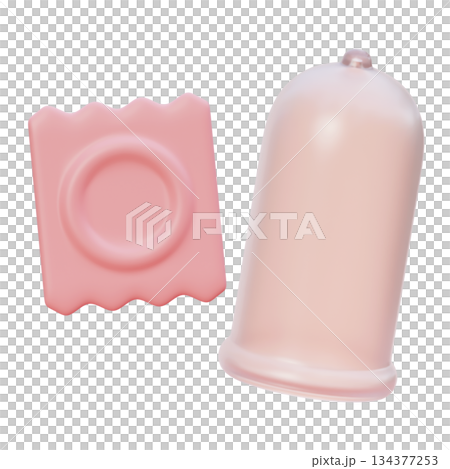condom cartoon style 3D graphic 134377253