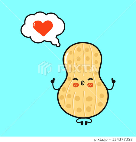 Cute peanut cartoon character blowing a kiss thinking about love 134377358