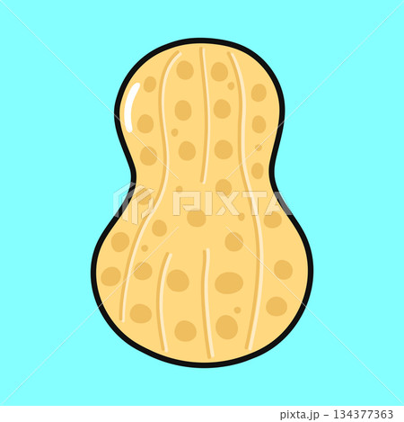 Peanut shell cartoon illustration on light blue background 134377363
