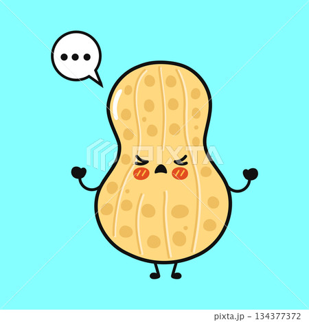 Cute cartoon peanut character feeling angry and frustrated 134377372