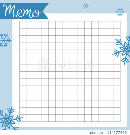 Winter template with snowflake pattern for memo, note, sticker, to do list, diary, home or office. Vector illustration Winter template with snowflake pattern for memo, note, sticker, to do list, diary, home or office. Vector illustration 134377456