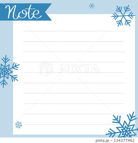 Cute Winter design with snowflakes for note, memo, sticker, to do list, diary, home or office. Vector square template. Cute Winter design with snowflakes for note, memo, sticker, to do list, diary, home or office. Vector square template. 134377462