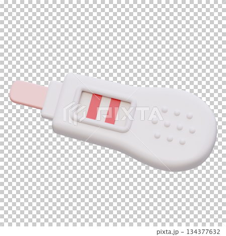 Positive Pregnancy Test Device cartoon style 3D graphic 134377632