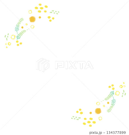 黄色いミモザのリース風フレーム 134377899