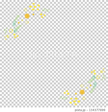 黄色いミモザのリース風フレーム 134377899