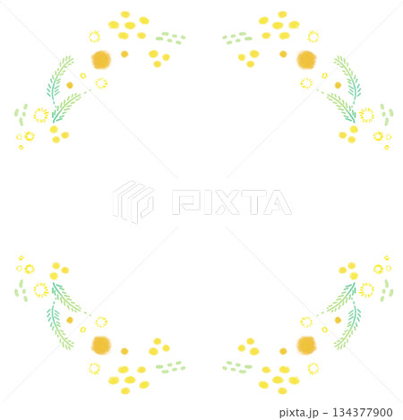 黄色いミモザのリース風フレーム 134377900