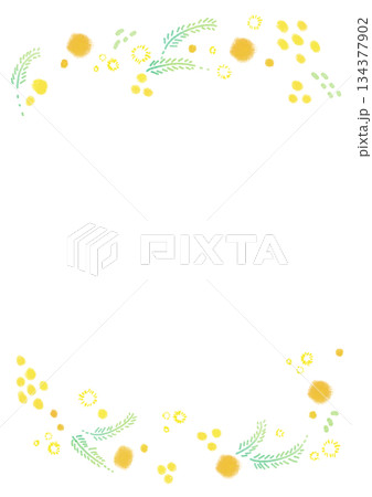 黄色いミモザのリース風フレーム 134377902